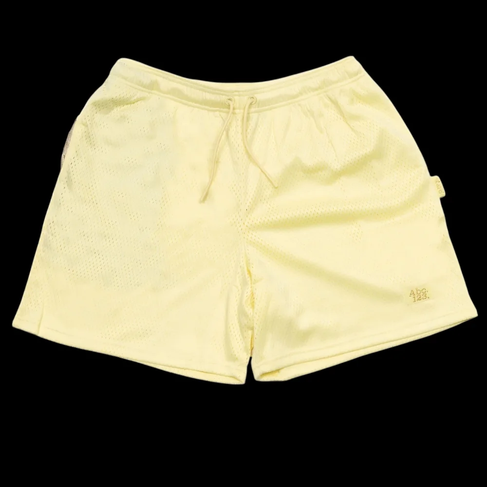 NWT Advisory Board Crystals Abc 123 Mesh Shorts Sulfur Sz M